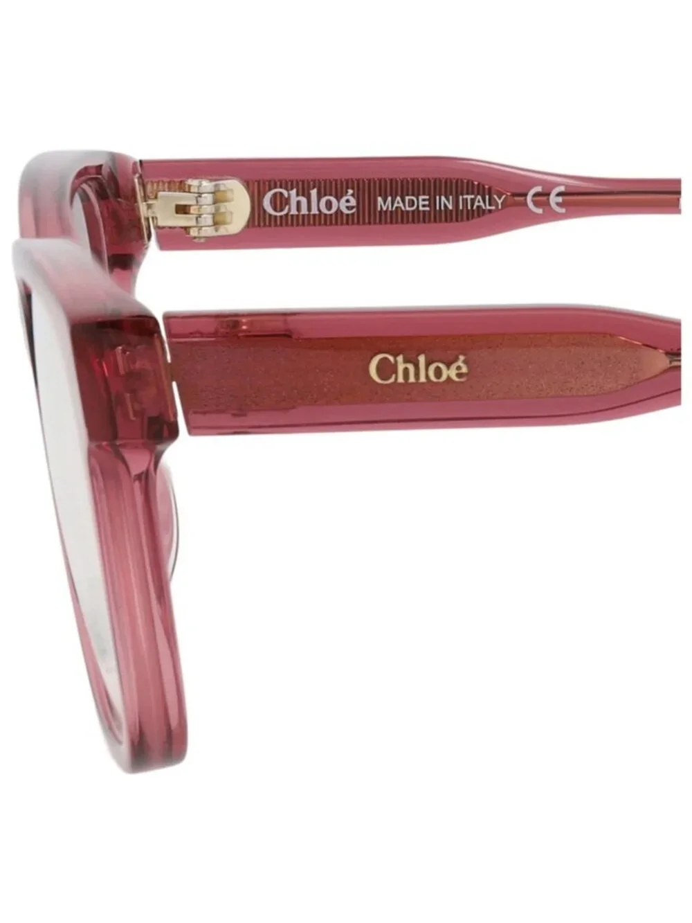New Chloé Women's Eyeglasses Square Rectangle Bio Acetate Frame Pink Pink